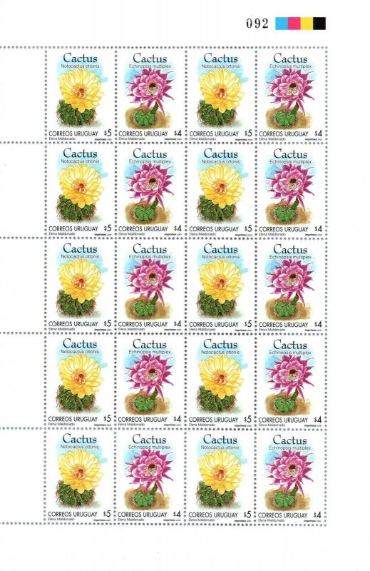 Flower plants cacti cactus notocactus ottonis URUGUAY Sc#1870 MNH Full Sheet 