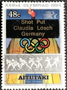 Aitutaki #348 Used Overprinted Single Olympics SCV $.60 L37