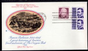 US 1297 Francis Parkman Coil Pair Fleetwood U/A FDC