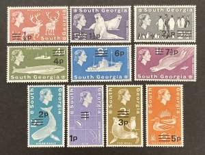 South Georgia 1971 #17-26, Sea Life O/P With New Values, MNH.