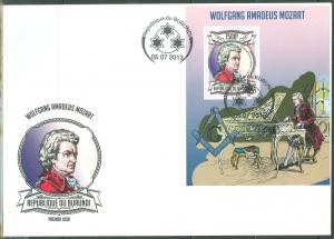 BURUNDI 2013 WOLFGANG AMADEUS MOZART  SOUVENIR SHEET FIRST DAY COVER