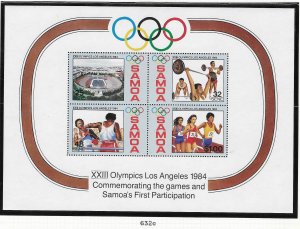 Samoa #632a  1984 Summer Olympics Souvenir Sheet  (MNH) CV $2.00