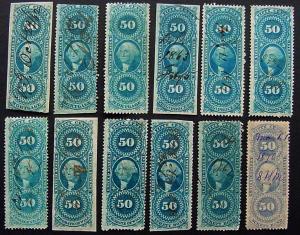 USA, 24 Different 50 cent First Issue Revenues