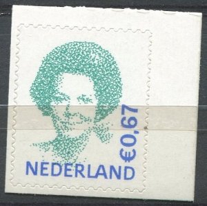 Netherlands Sc#1219 MNH, 67c bl grn & bl, Queen Beatrix - 2006 - Type 'Invers...