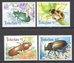 Ft159 1998 Tokelau Insects Beetles Flora Fauna #266-269 Set Mnh
