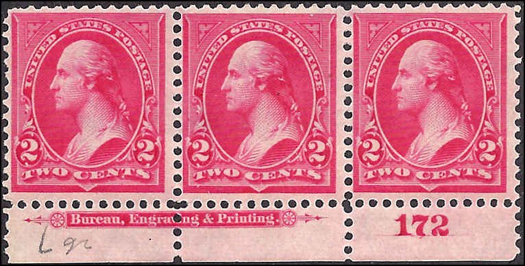 267 Mint,OG,H... Implrint/Plate# Strip of 3... SCV $22.50