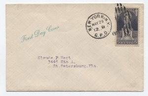 1926 New York City #628 5ct ericsson FDC first day cover handstamp [a39.56]