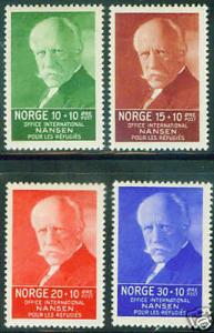 NORWAY Scott B5-8 MH* 1935 Nansen set CV $30