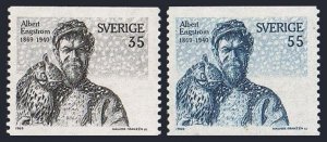 Sweden 817-818 pairs,MNH Michel 636A-637A. Albert Engstrom with Owl,1969.