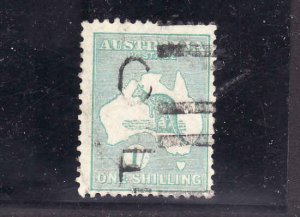 Australia-Sc#98-used-1sh blue green Kangaroo-1929-30-