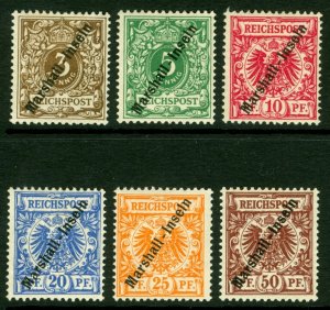 German Colonies - MARSHALL ISLANDS 1899 SURCHARGED set Scott # 7-12  mint MH