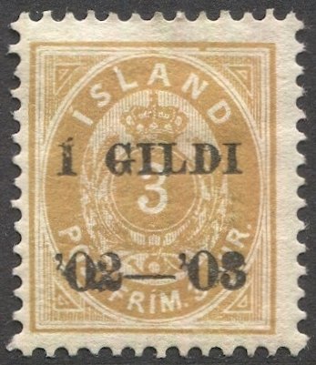 ICELAND 1902  Sc 49 orange-yellow 3a  MH F-VF, , cv $240