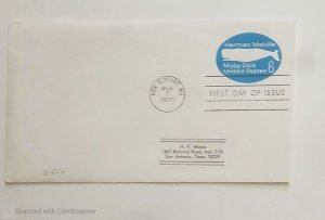 US, FDC   EMBOSSED ENVELOPE HERMAN MELVILLE MOBY DICK UNITED STATES 6C  1970 ...