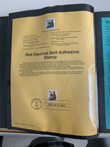 USPS Souvenir Page Scott  , 1993 red squirrel  stamps