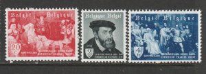 1955 Belgium - Sc 485-7 - MNH VF - 3 single - Charles V