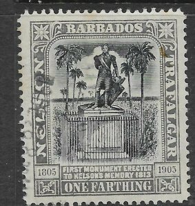 BARBADOS SG158 1907 NELSON  ¼d BLACK & GREY USED