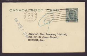 Canada UX73 Revalued Postal Card Used