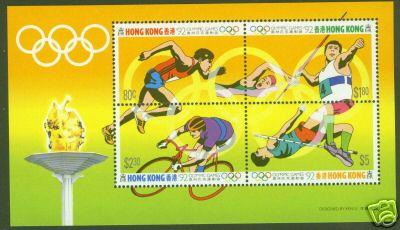 Hong Kong Scott 628 1992 Olympic souvenir sheet MNH**