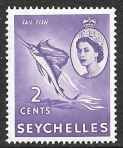 SEYCHELLES 1954-56 QE2 2c Sailfish Pictorial Sc 173 MLH