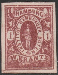 Hamburg Local Post Mint No Gum Single Stamp Imperf.