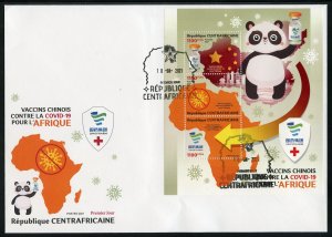 CENTRAL AFRICA 2021 CHINESE COVID-19 VACCINES FOR AFRICA SHEET FDC