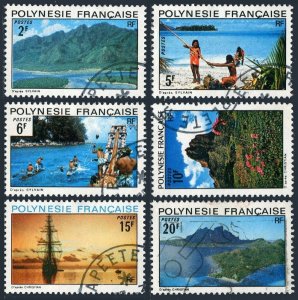 Fr Polynesia 278-283,used. Polynesian Views 1974. Sailing ship