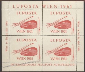 Austria 1961 Rocket Mail Souvenir Sheet LUPOSTA MNH Raasdorf Aspern Vigne 103460