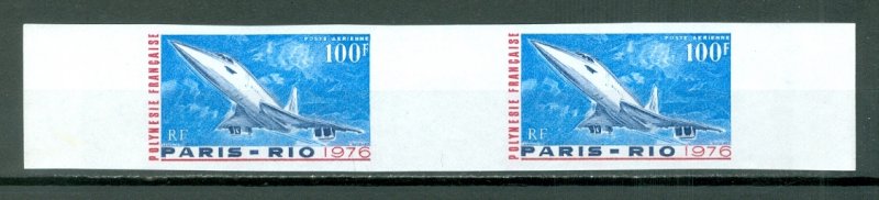 FRENCH POLYNESIA CONCORDE #C127 IMPERF. GUTTER PAIR...MNH