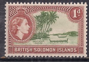 British Solomon Islands 1956 - 63 QE2 1d Canoes MM SG 83 ( F1452 )