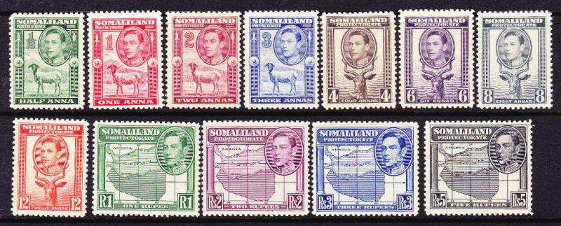 SOMALILAND PROTECTORATE 1938 KGVI PICTORIALS  SET 12 MLH