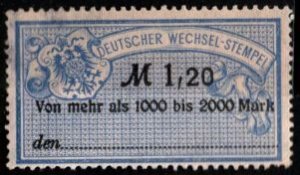 1900 Germany Revenue 1 Mark 20 Pfennig Bill of Exchange Unused