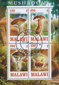 Malawi Mushroom Boletinus Cavipes Fungus Souvenir Sheet of 4 Stamps