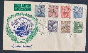 1953 Lundy Channel Island England First Day Cover FDC Coronation Overprints