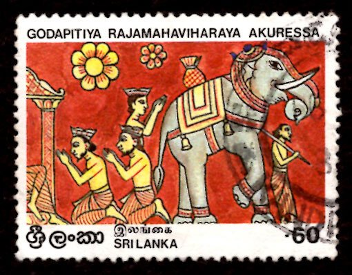 Sri Lanka 1984 Vesak Festival, Paintings Elephant Animal 60c Scott.709 Used (#4)
