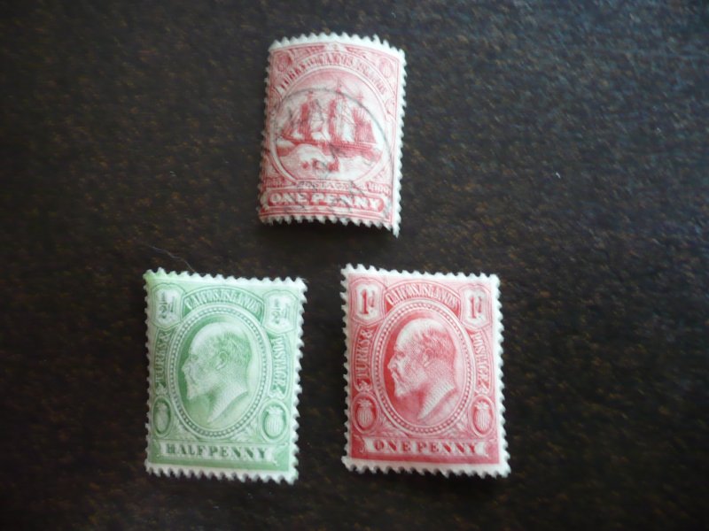 Stamps - Turks & Caicos - Scott# 2, 13, 14 - Used Partial Set of 3 Stamps