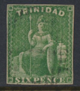 Trinidad SG 28 Used Deep Green 4 full margins SC# 17 -see details & scans fre...