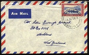 SAMOA 1954 6d rate commercial airmail cover Apia to New Zealand............24402