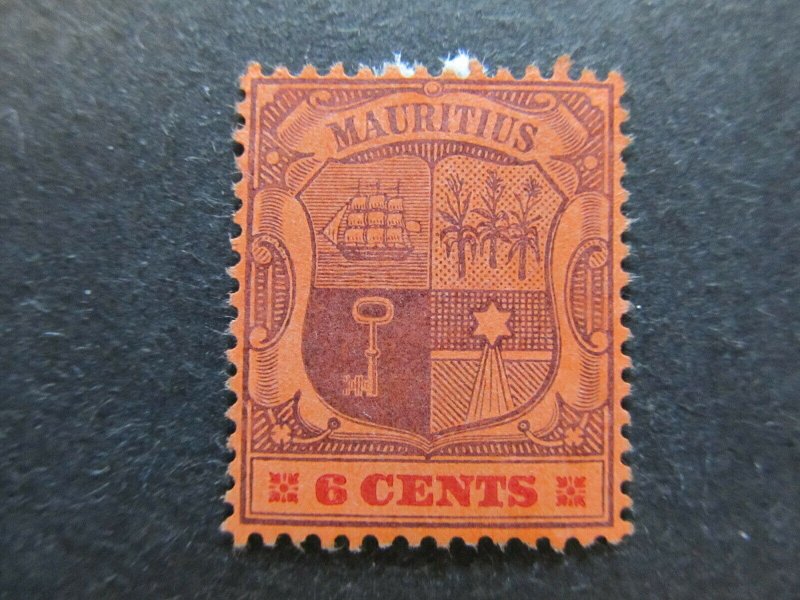 A4P43F47 Mauritius 1904-07 Wmk Mult Crown CA 6c mint no gum