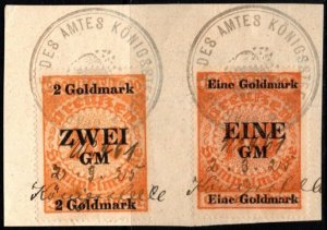 1920 Germany Prussia Revenue 1 & 2 Goldmark General Stamp Duty w/Official Cancel