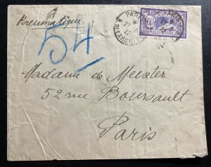 1922 Paris France Pneumatic Mail Postal Stationery Cover Locally Used
