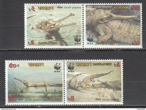 L1185 Bangladesh Wwf Fauna Reptiles Crocodiles 1Set Mnh