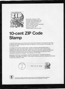 SP340 ZIP Code, FDC Souvenir Page (#1511)
