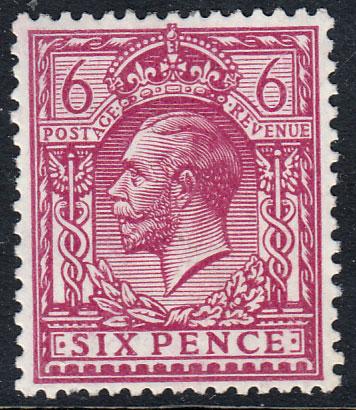 GB KGV 1912 6d Reddish Purple SG385 Mint