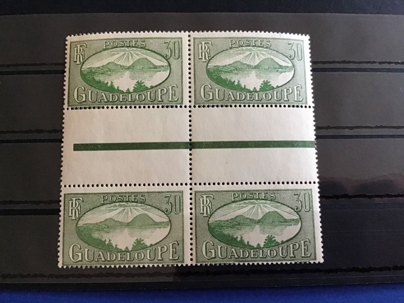 French Guadeloupe 1928 Mint Never Hinged Gutter Stamp Blocks R43703