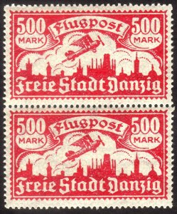 1923, Danzig, 500Mk, MNH pair, Sc C21, Mi 137