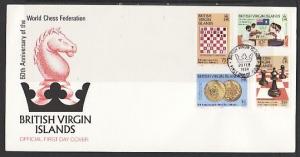 Br. Virgin Is., Scott cat. 462-465. Chess Fed., 60th Anniv. First day cover.