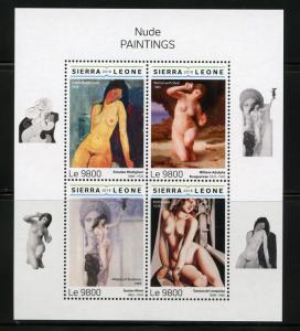 SIERRA LEONE 2018  NUDE PAINTINGS  SHEET MINT NEVER HINGED