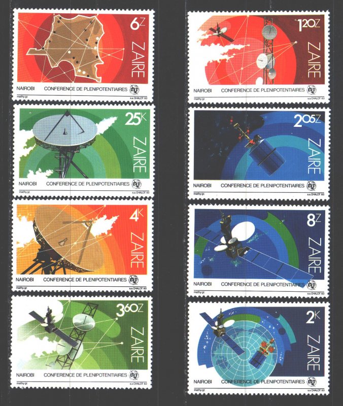 Kinshasa. 1983. 822-29. Communication satellites space. MNH.