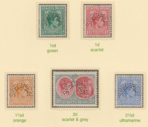 St KITTS-NEVIS 1938 KG6  SPECIMEN   set of 10 with certificate