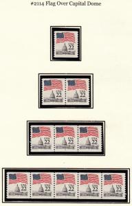 United States Coil Plate # Strip, #2114 Flag over Capital